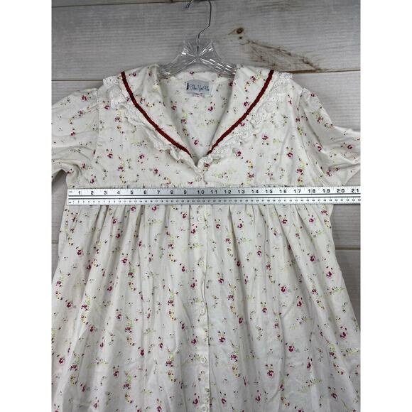 THE 1 FOR U Nightgown Sz M Floral Eyelet Lace Button Up Cotton Prairie - Picture 5 of 10